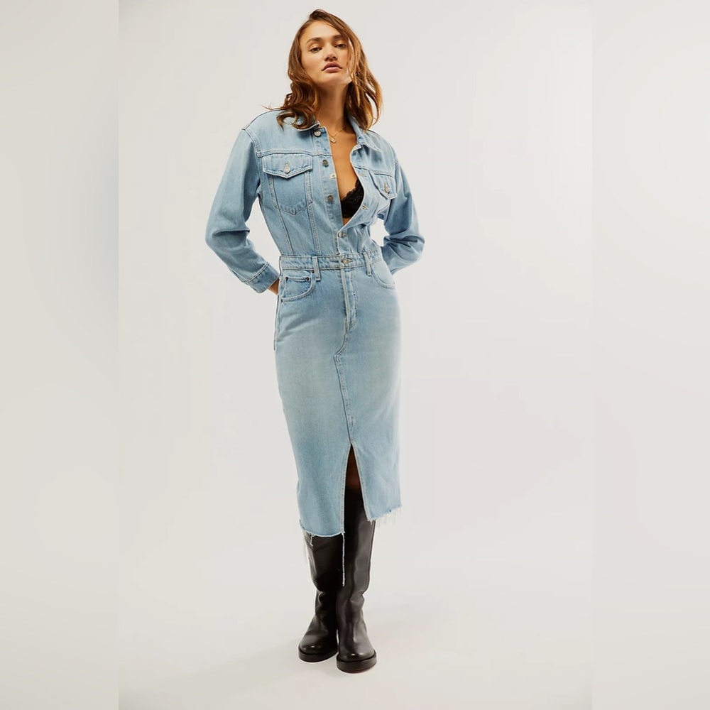 Free People Lotta Denim Dress in Blue Reef